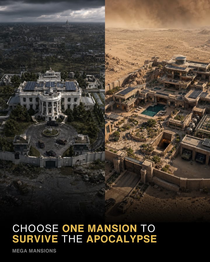 Slide 1 — choose one mansion to survive the apocalypse