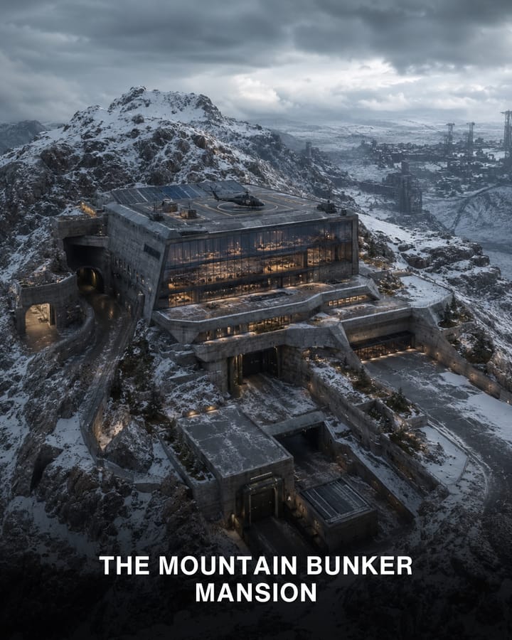 Slide 5 — the mountain bunker mansion