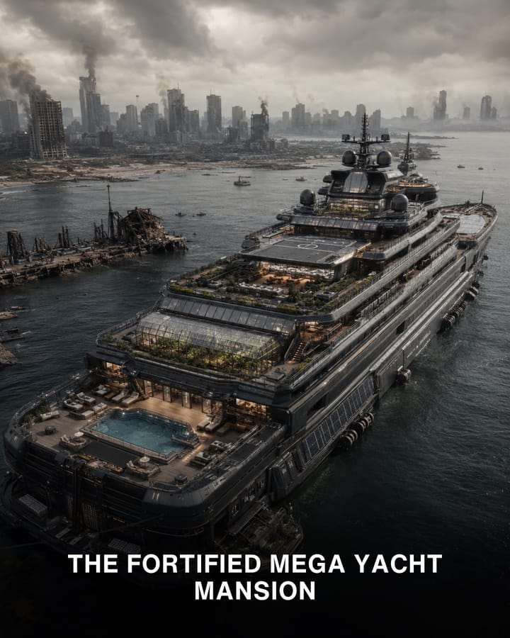 Slide 4 — the fortified mega yacht mansion